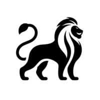 Bold Black and White Lion Silhouette with Minimalist and Majestic Prowl on a Clean White Backdrop. vector