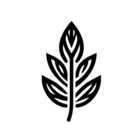 Stylized Black Leaf Silhouette on White Background, Featuring a Bold Outline and Geometric , Ideal for Logos. vector