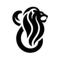 Bold Black and White Lion Abstract stylized featuring a majestic lions head and flowing mane, in a modern, minimalist style. vector