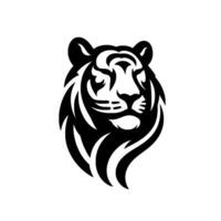 Bold Black and White Illustration of a Tigers Head, Depicting Strength, Courage, and Power on a Clean White Background. vector
