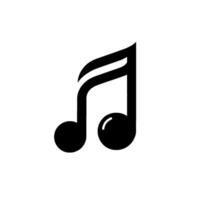 Black and White Minimalist of a Pair of Musical Notes with a Subtle Shadow on a Pure White Background. vector