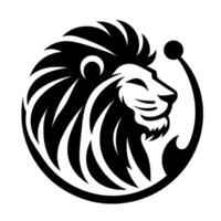 Majestic Lion Profile Within a Circle, Bold Black and White Emblem. Symbol of Strength and Pride. vector