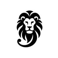 Bold Black and White Lion Head Silhouette with Flowing Mane and Detailed Facial Features, Isolated on White Background. vector