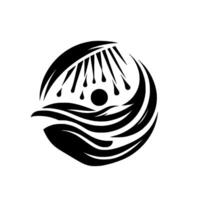 Abstract Black and White Circular Rain over Ocean, Geometric, Symbolic, Modern Aesthetic. vector