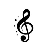 Bold Black Treble Clef with Accompanying Dots on a Clean White Background, Simple Musical Symbolism. vector