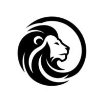 Majestic Lion Head Profile in a Circular , Bold Black and White for Strength and Regal Identity. vector