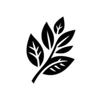 Simple, Elegant Illustration of a Branch with Five Dark, Stylized Leaves Against White Background. Minimalist Botanical . vector
