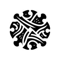 Symmetrical Black White Tribal Ornament, Circular Composition Featuring Intertwined Curves and Geometric Shapes vector