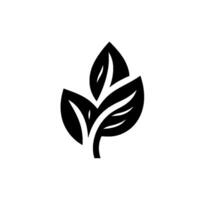 A minimalist, highcontrast of three stylized, black leaves with white vein detailing arranged in a clustered, naturalistic on a plain white background. vector