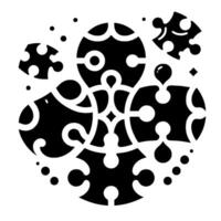Abstract Black and White Composition Interlocking Puzzle Pieces, Geometric , and Scattered Dots on a Clean White Background. vector