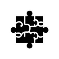 Abstract Black Puzzle on White Background, Illustrating Connection, Solution, and Interdependence. vector