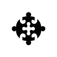 A minimalist, circular puzzle , rendered in stark black against a clean, white background, suggesting unity and collaboration. vector