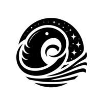 Monochromatic Circle An elephant in an ocean wave, with stars, creating a unique blend of nature celestial elements, perfect for . vector