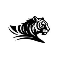 Bold Silhouette of a Powerful Tiger Head in Profile, Featuring Striking Black and White Contrast on Clean Background. vector