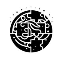 Circular Puzzle Illustration Abstract black and white with interlocking pieces and decorative lines, creating a sense of harmony. vector