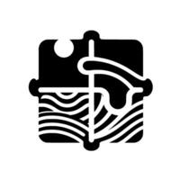 Abstract Black and White Square Illustration Featuring PuzzleLike Shapes and Wavy Lines, Symbolizing Harmony. vector