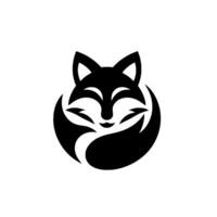 Minimalist Black Fox , Smiling Face within a Rounded Shape, Illustration on White vector