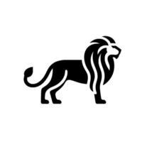Majestic Black Silhouette of a Lion in Profile on a Clean White Backdrop, Symbolizing Strength and Royalty. vector