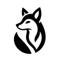 Minimalist Black and White of a Fox, Featuring Clean Lines and a Modern, Symmetric vector