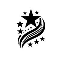 Black and white starburst featuring multiple stars and curved, flowing lines, creating dynamic visual impact. vector