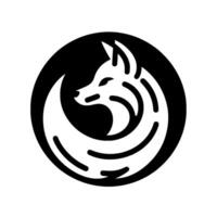 Monochromatic Fox Silhouette, Enclosed in a Circle, Minimalist Representing Elegance and Wildlife. vector