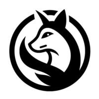 Bold Monochrome Fox Encircled, Profile Facing Left, Sharp Features, Minimalist Illustration on White Background vector