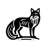 Stylized Black and White Fox Illustration Standing Silhouette with Unique Markings and a Smooth, Minimalist Aesthetic vector