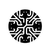 Geometric Black and White Circular Featuring Intricate, Abstract Lines and Curvilinear Patterns, Resembling a Stylized Mandala. vector