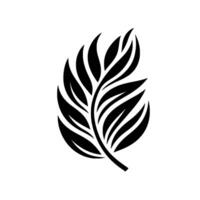 Minimalist Botanical Illustration Bold Black Palm Leaf Silhouette on White Background, Modern , Artistic Depiction. vector