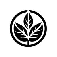 A symmetrical black and white featuring three stylized leaves within a circle, evoking nature, , and simplicity. vector