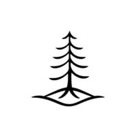 Minimalist Black White Illustration Stylized Fir Tree Silhouette on Isolated White Background vector