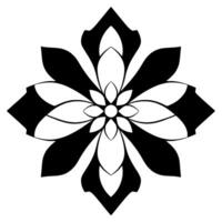 Symmetrical Black and White Floral with Petal Composition, Geometric Shapes, and Grayscale Accent, Centered on White Background. vector