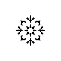 Intricate black floralinspired mandala on a stark white backdrop, featuring symmetrical elements and a minimalist aesthetic. vector