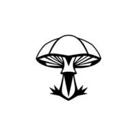 Isolated geometric mushroom illustration in black and white, a stylized with symmetrical features on a clean white background. vector