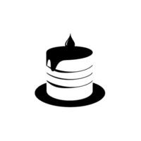 Minimalist Stack of Pancakes with Dripping Syrup and Single Topping Drop on a Black Plate in a Monochromatic Style. vector