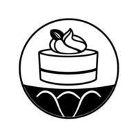 Monochromatic Circle A Layered Dessert with Cream and a Leaf, Below Arches, Modern Aesthetic. vector