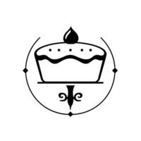 Elegant Black and White Cake A Gourmet Dessert on a Decorative Pedestal Within a Circular vector