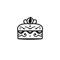 Illustration of a Crowned, Ornamental Cake, Decorated with Curlicues and Dots, Centered on White Background. vector