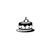 Minimalist Monochrome Cake Illustration Featuring a Single Layer, Cherry, and Decorative Trim, Set on a Plain White Background vector