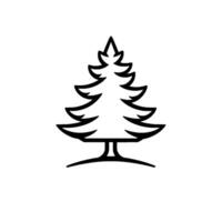 Minimalist Black and White Line Art Illustration of a Christmas Tree, Symbolizing Nature and the Holiday Season. vector