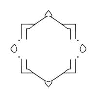 Minimalist Geometric Black Outlined Hexagon and Square Frame with Droplike Embellishments on White Background vector