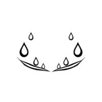 Minimalist illustration of rain drops falling towards two curved lines, symbolizing gentle tears, on a clean white backdrop. vector