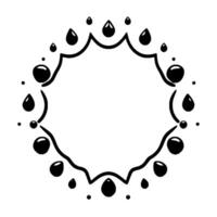 Glossy Black Droplet Frame Adornment on White Backdrop, Circular with Fluid Elegance and Modern Minimalism. vector