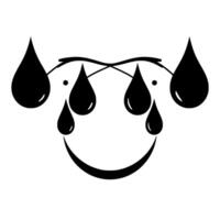 Abstract Black and White Illustration Water Droplets and a Smiling Face, Representing Tears and Joy vector