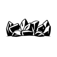 Stylized black and white illustration of a collection of abstract, jagged rocks arranged on a horizontal line. vector
