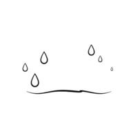 Minimalist black outline of teardrops above a curved line, possibly representing a sad or melancholic expression on a white background. vector