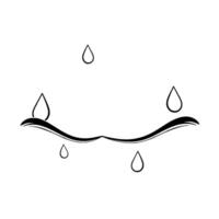 Abstract minimalist illustration featuring a stylized black wave and four falling teardrops on a pure white background. vector