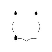 Minimalist abstract face comprised of simple lines and three black teardrop shapes on white background. vector