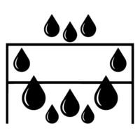 Diagram of Filtration Process Black Droplets Falling Through Rectangular Mesh, Illustrating Separation. vector