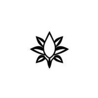 Monochromatic Floral Emblem A stylized black and white lotuslike with sharp angles and symmetrical leaf arrangement. vector